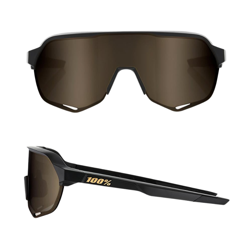 100% S2 Cycling Sunglasses – Matte Black / Soft Gold Mirror