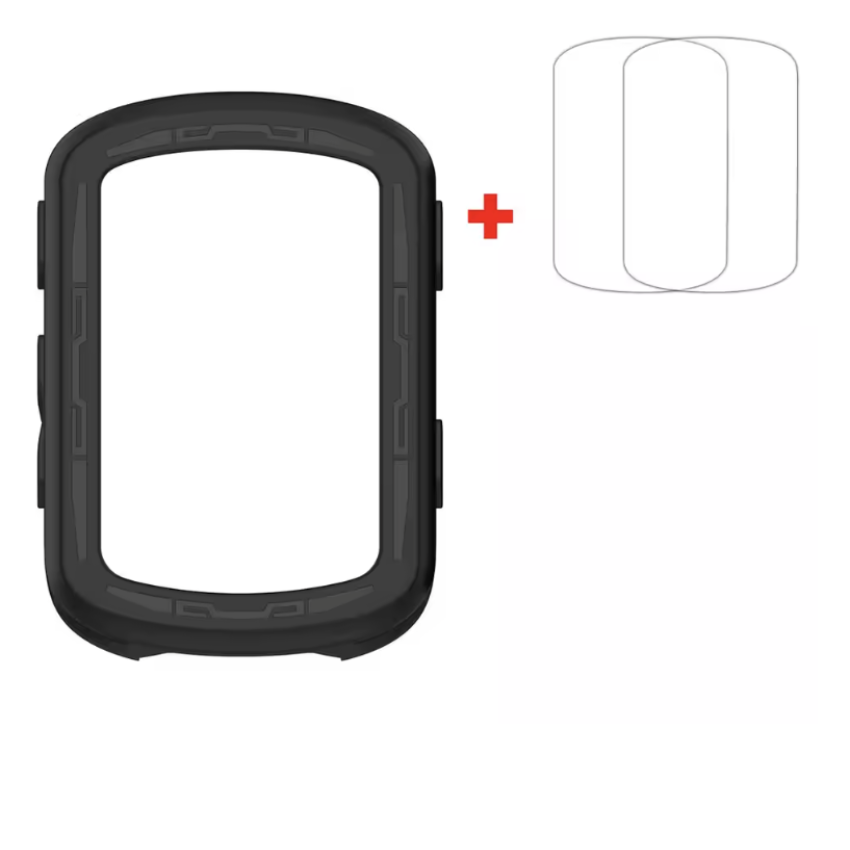 Garmin silicone protective cover for edge 540 and 840 series cycling computers showing flexible black elastomeric rubber case body raised tactile side button overlays open front screen face and rear quarter turn mount cutout - Epic Sports Kenya
