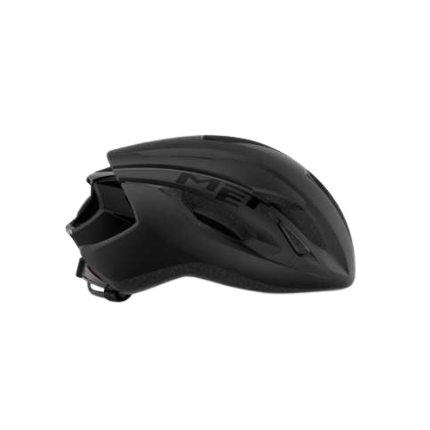 MET Strale road cycling helmet in stealth black finish featuring aerodynamic Venturi cooling vents - Epic Sports Kenya