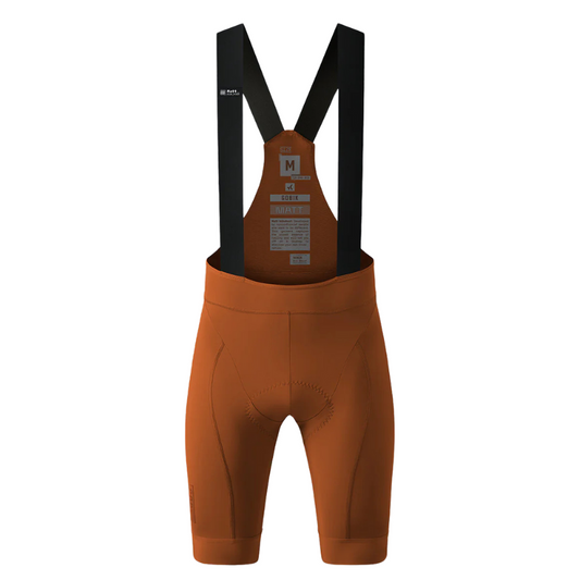 Gobik Matt 2.0 mens performance cycling bib shorts in Maple earth tone orange brown displaying matte Lycra compression panels flat stretch suspender straps and K10 carbon chamois - Epic Sports Kenya