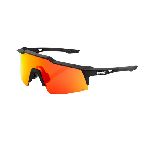 100 percent Speedcraft SL shorter profile cycling sunglasses in matte soft tact black frame with high contrast HiPER red mirror shield lens - Epic Sports Kenya