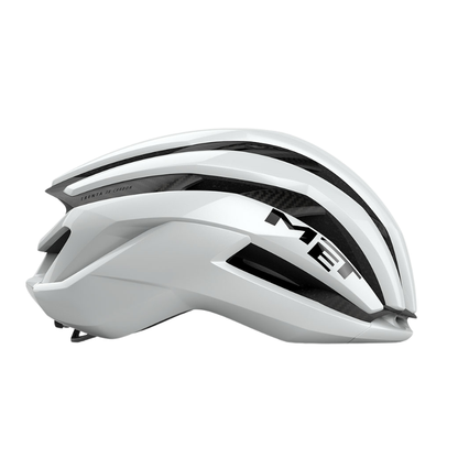MET Trenta 3K Carbon MIPS road cycling helmet in glossy white with raw carbon weave - Epic Sports Kenya
