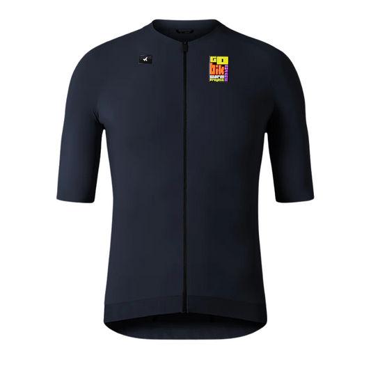 Gobik CX Solid unisex short sleeve cycling jersey in HK Ultrablue deep navy blue displaying clean minimalist hidden collar seamless laser-cut aero sleeves and rear GRS pockets - Epic Sports Kenya
