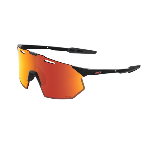 100 percent Hypercraft SQ cycling sunglasses soft tact black frameless ultracarbon frame showing hiper red multilayer mirror lens profile - Epic Sports Kenya
