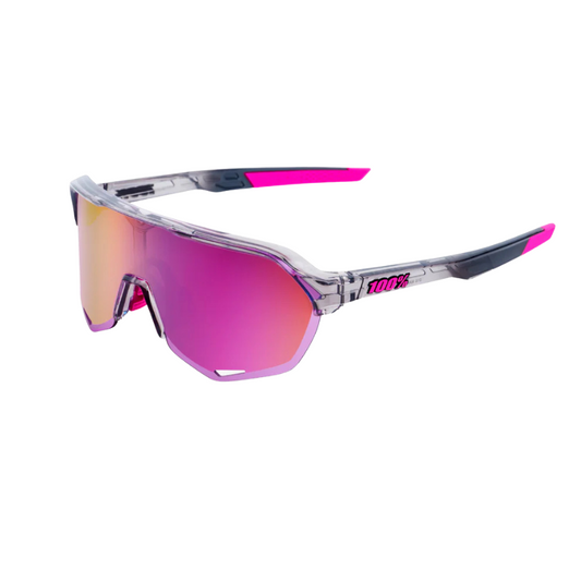 100 percent S2 road cycling sunglasses in polished translucent grey frame with premium purple multilayer mirror lens - Epic Sports Kenya