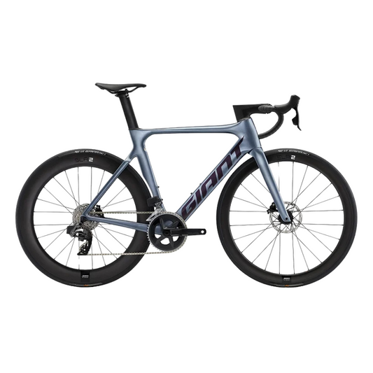 Giant Propel Advanced 1 Disc carbon aero road bike displaying its wind tunnel engineered Advanced grade composite frameset wireless electronic 2x12 groupset flat mount hydraulic disc brakes and hidden internal cable routing cockpit - Epic Sports Kenya