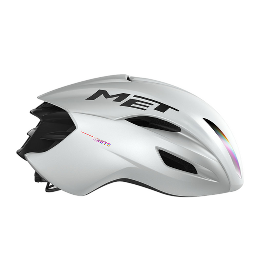 MET Manta MIPS aero road cycling helmet in white holographic glossy iridescent finish - Epic Sports Kenya
