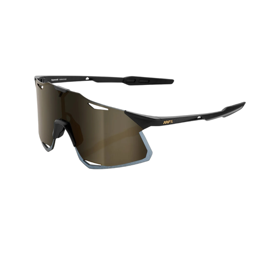 100 percent Hypercraft rimless cycling sunglasses in matte black frame with premium carbon fiber UltraCarbon temple arms and soft gold mirror lens - Epic Sports Kenya