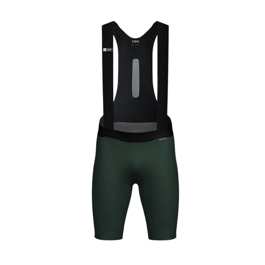 Gobik Matt unisex cargo cycling bib shorts in premium Pinewood green colorway featuring lateral leg mesh pockets and K10 long distance endurance chamois - Epic Sports Kenya