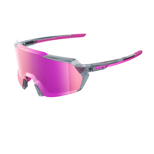 100 percent Korbin performance sports sunglasses in polished translucent grey frame with protective purple multilayer mirror shield lens - Epic Sports Kenya