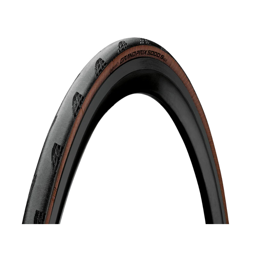 Continental Grand Prix 5000 S TR transparent edition 700x30c tubeless road cycling tire with brown tan sidewall displaying its flagship BlackChili compound tread profile Vectran Breaker protection layer laser cut Lazer Grip shoulders and hookless rim folding bead layout - Epic Sports Kenya