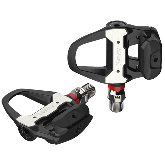 Favero Assioma PRO RS2 dual sided road cycling power meter pedals showing native shimano spd-sl compatible left and right aluminum bodies with integrated sensor axles - Epic Sports Kenya
