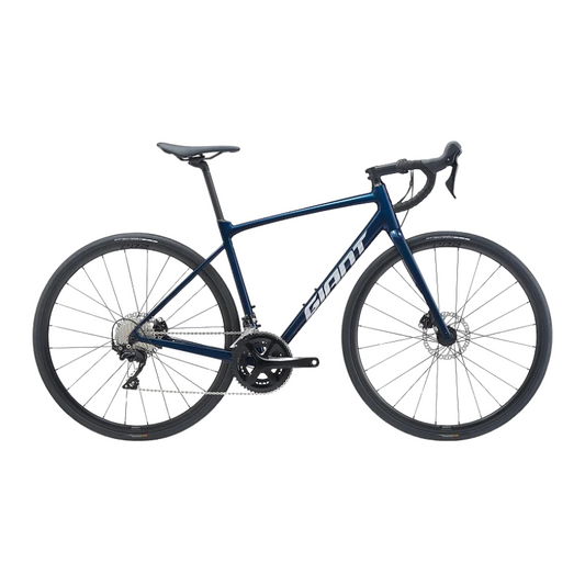 Giant Contend AR 1 endurance all-road bike displaying its ALUXX alloy frameset advanced carbon fork Shimano 105 2x11 drivetrain flat mount hydraulic disc brakes and Giant tubeless tires - Epic Sports Kenya