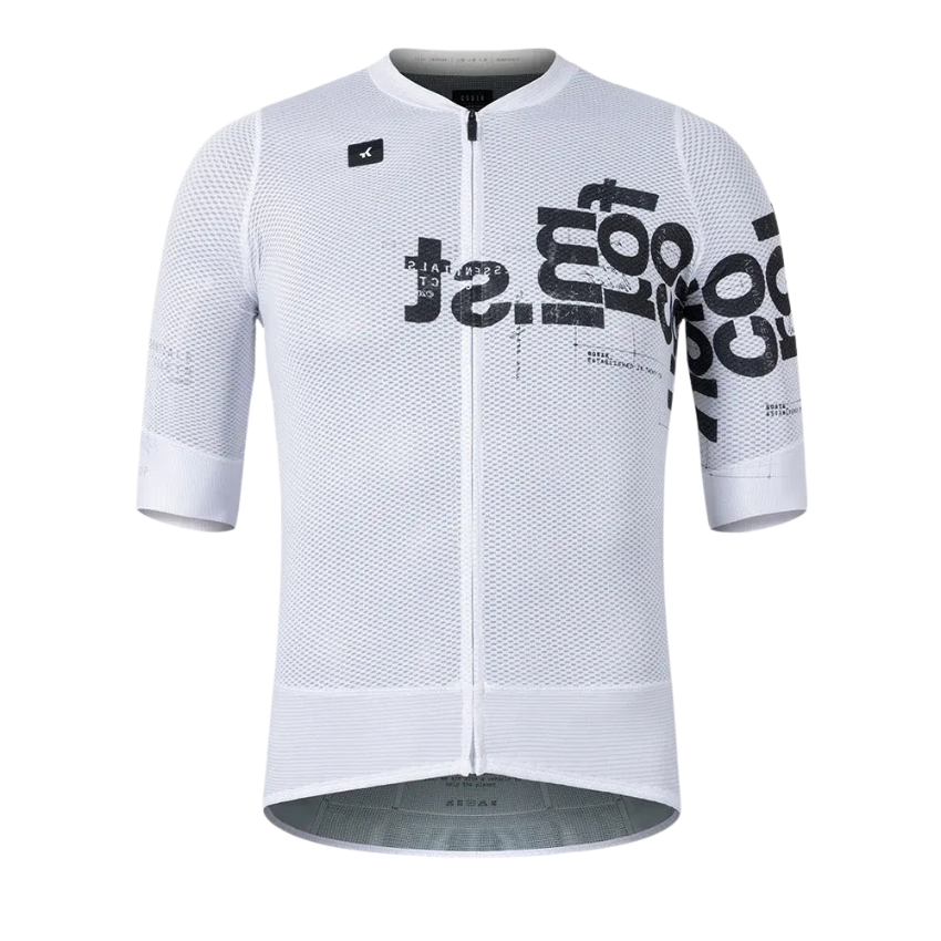 Gobik Carrera 2.0 unisex short sleeve cycling jersey in unique typographic Monospace edition ultra slim pro peloton aerodynamic fit - Epic Sports Kenya