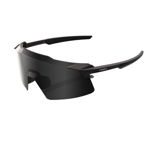 100 percent Aerocraft sport performance cycling sunglasses in Matte Black frameless chassis with revolutionary 3DPlane molded Black Mirror cylindrical shield lens - Epic Sports Kenya
