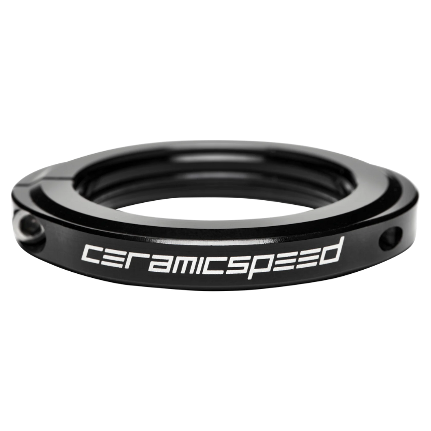 CeramicSpeed preload ring alternative for SRAM DUB cranksets showing high precision black CNC machined aluminum alloy body internal adjustment threads integrated split clamping slot and heavy duty stainless steel mthree hex tension bolt - Epic Sports Kenya