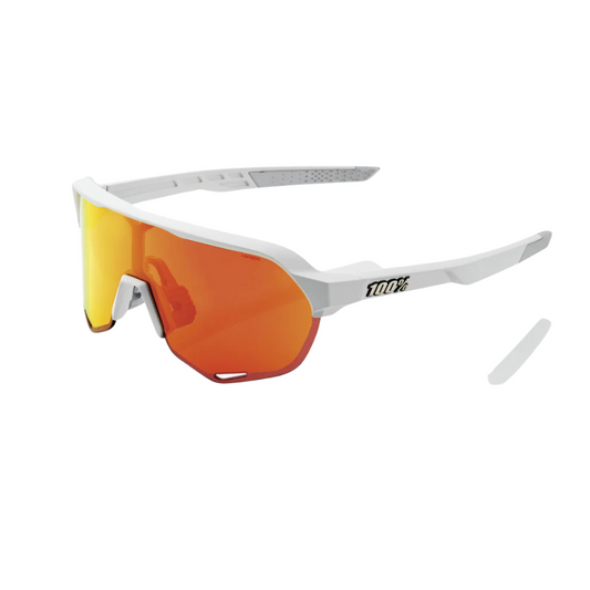 100 percent S2 performance cycling sunglasses in matte soft tact off white frame with high contrast HiPER red multilayer mirror shield lens - Epic Sports Kenya