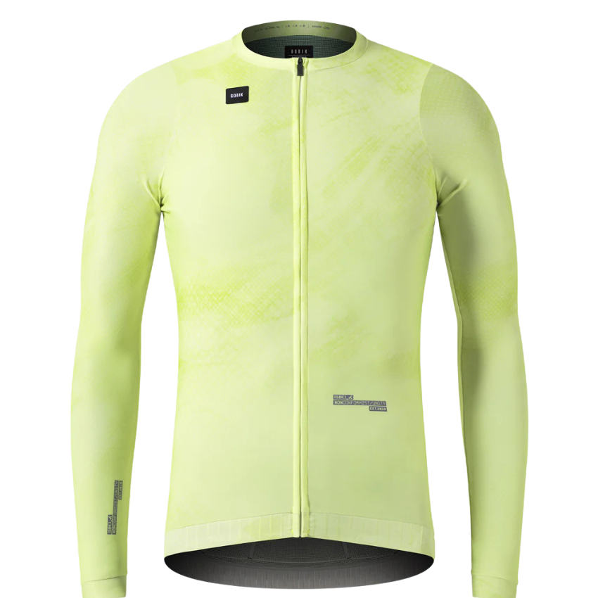 Gobik CX Pro 3.0 unisex performance cycling jersey in shadow lime featuring perfect fit paneling long raw cut aero sleeves and patented GRS rear pocket matrix - Epic Sports Kenya