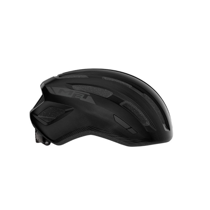 MET Miles city and urban cycling helmet in Glossy Black showing its in-mould polycarbonate shell multi-port air vents and Safe-T Twist 2 rear retention dial - Epic Sports Kenya