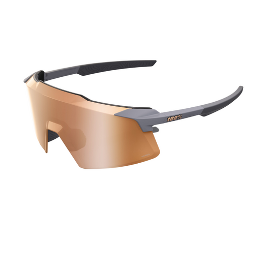 100 percent Aerocraft performance cycling sunglasses in matte soft tact grey frame with high contrast 3D geometric HiPER copper mirror shield lens - Epic Sports Kenya