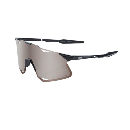 100 percent Hypercraft rimless cycling sunglasses in gloss black frame with premium carbon fiber UltraCarbon temple arms and HiPER silver mirror lens - Epic Sports Kenya