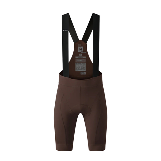 Gobik Matt 2.0 men cycling bib shorts in Cocoa colorway displaying their premium matte bi elastic Lycra fabric seamless raw cut straps and K10 Elastic Interface chamois pad - Epic Sports Kenya