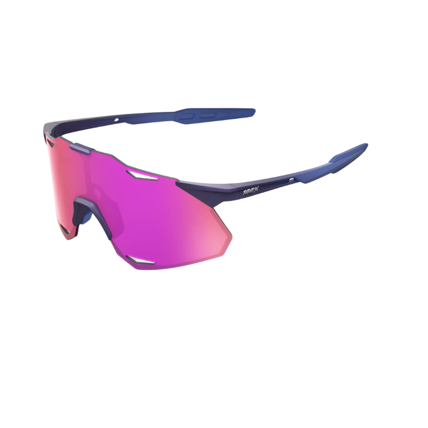 100 percent Hypercraft SQ rimless cycling sunglasses in satin storm metallic grey frame with squared purple mirror lens - Epic Sports Kenya