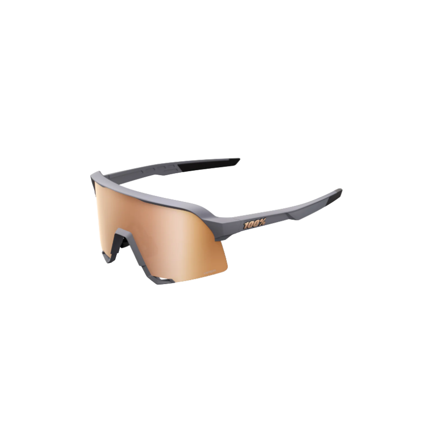 100 percent S3 sport performance cycling sunglasses in Soft Tact Grey matte frame with HiPER red mirror cylindrical shield lens - Epic Sports Kenya