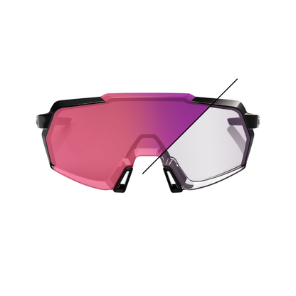 100% Korbin Photochromic Cycling Sunglasses – Gloss Black / Purple Mirror