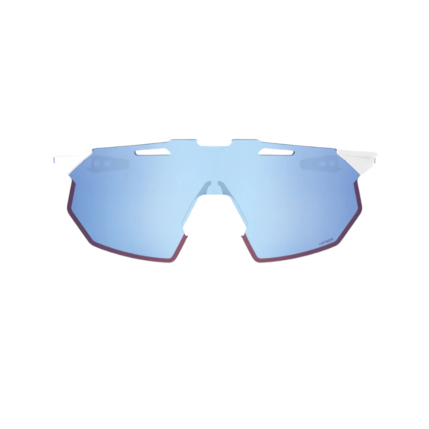 100% Hypercraft SQ Cycling Sunglasses – Soft Tact White – HiPER Blue Multilayer Mirror Lens