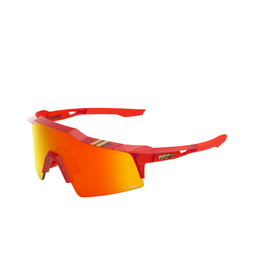 100 percent Speedcraft sport performance sunglasses Trek Factory Racing team edition in translucent matte red frame with HiPER red mirror cylindrical shield lens - Epic Sports Kenya