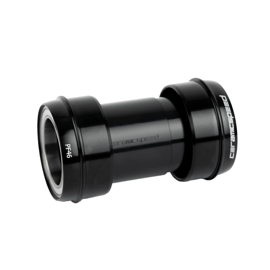 CeramicSpeed BB Alpha for PF30 thirty millimeter road bottom bracket assembly showing precision black anodized CNC machined aluminum alloy press fit cup shells hand built ceramic bearings internal central sleeve and low friction dust seal covers - Epic Sports Kenya