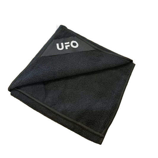 CeramicSpeed UFO Clean premium microfibre towel showing plush high density split microfibre pile texture with laser cut scratch free edgeless border design - Epic Sports Kenya