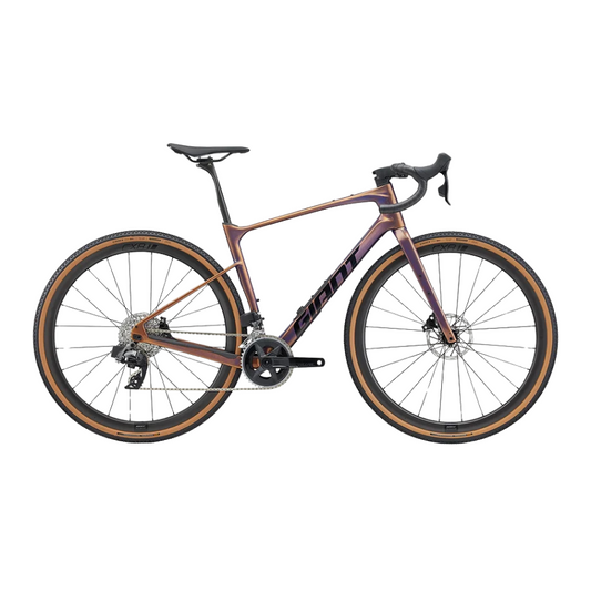 Giant Revolt Advanced Pro 1 carbon gravel bike in premium Ocean Twilight displaying its lightweight Advanced composite frame Advanced SL carbon fork SRAM Rival AXS wireless 2x12 drivetrain and Giant CXR 1 carbon wheels - Epic Sports Kenya